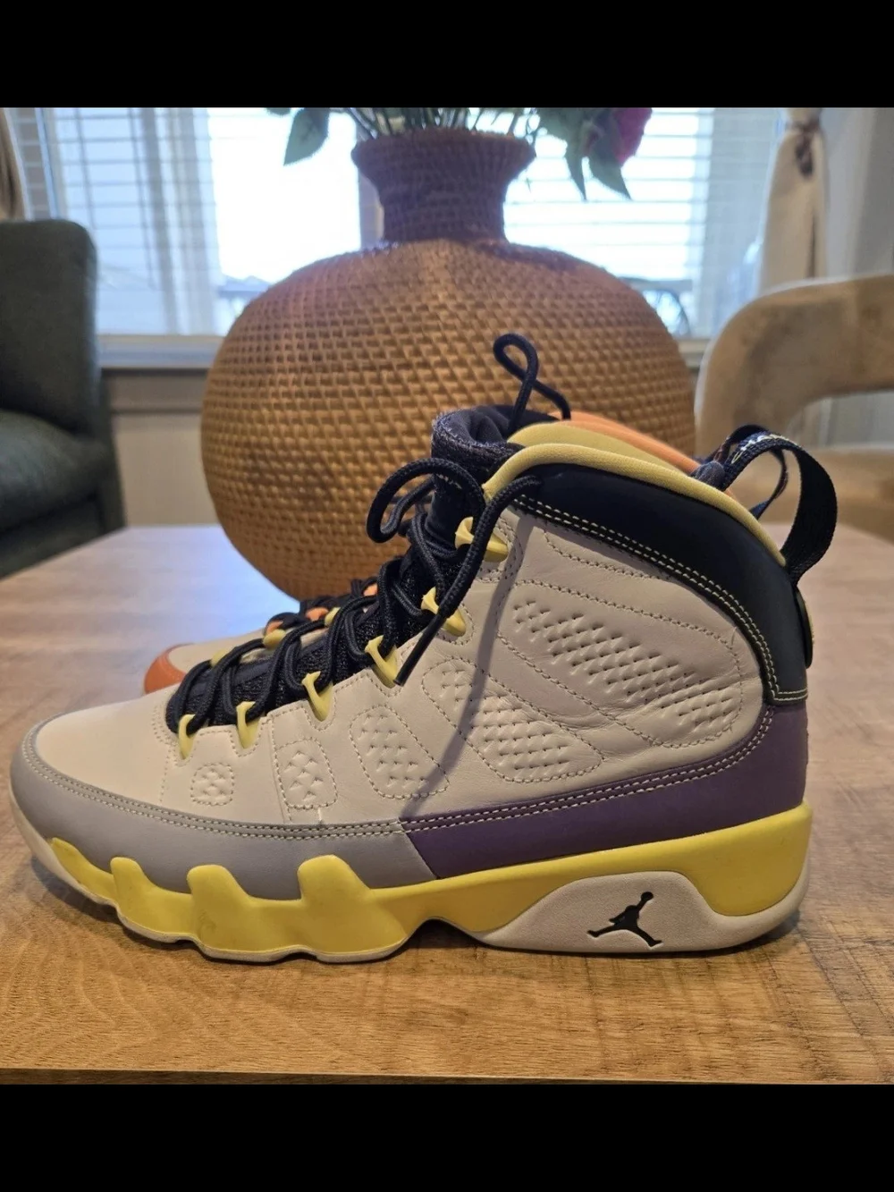 Jordan Kids Two-Tone Basketball Shoes - White with Orange & Yellow Accents
